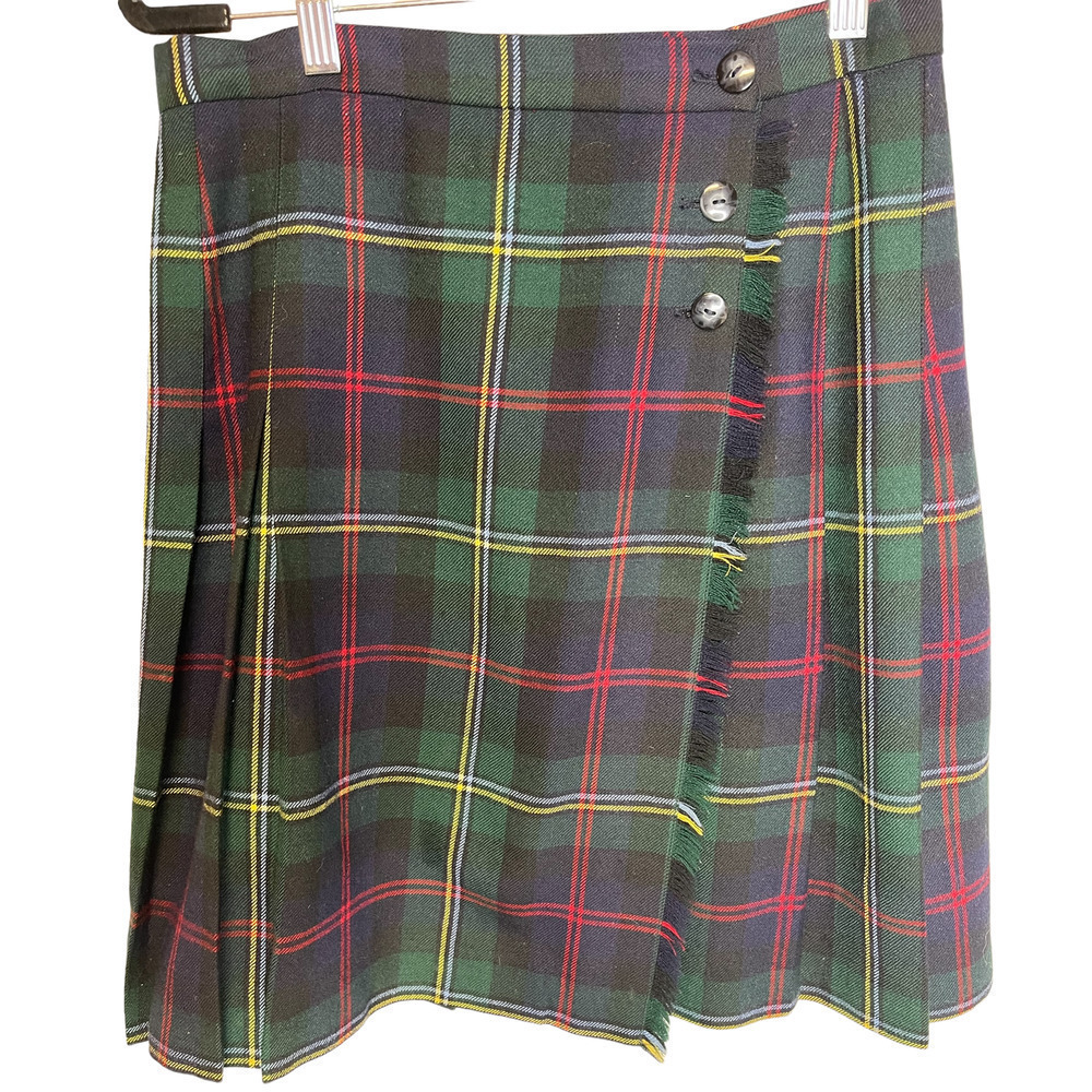 Y2K Talbots Petite Vintage Made USA 100 Wool Academia Plaid Skirt Tartan Plaid